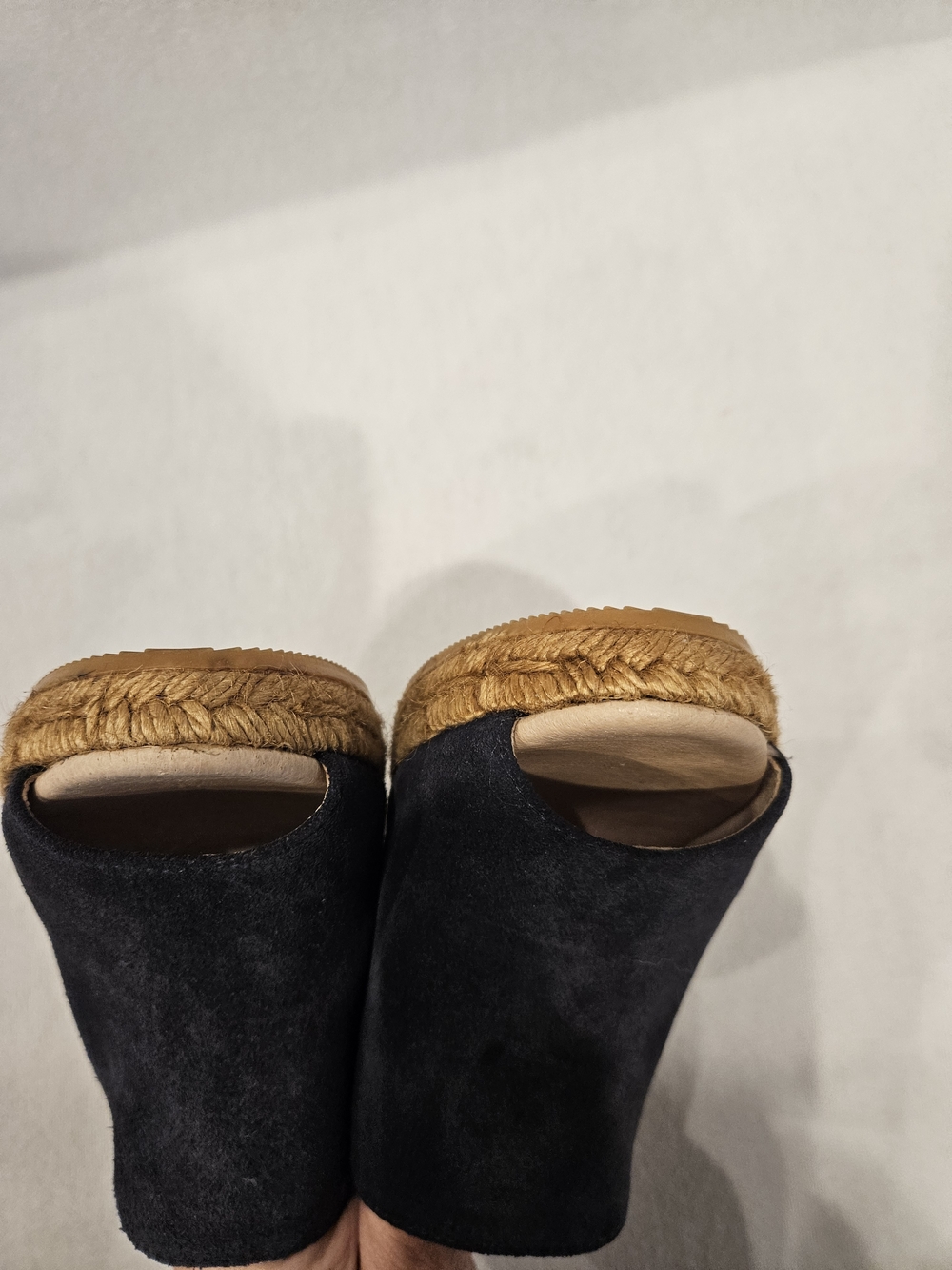 Giamo Dark Navy Suede Wedge Mules Slides Made In Spain 36/ 6 US - Picture 7 of 8
